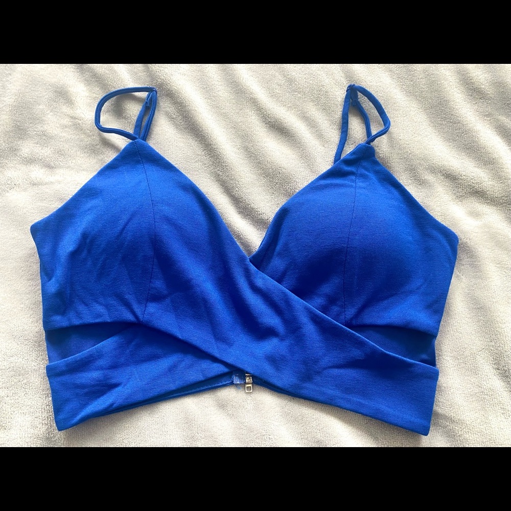 Forever 21 Cut Out Crop Top Zip Up